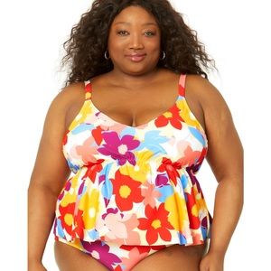 NWT Time and Tru Women's Plus Size Floral Tankini Top